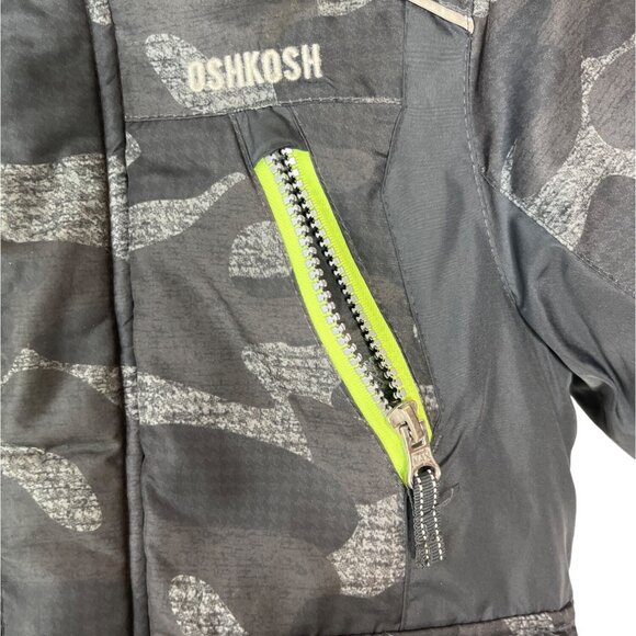 Osh Kosh B'Gosh Coat Kids Size 4 Gray Hood Zipper Camo - Picture 6 of 11